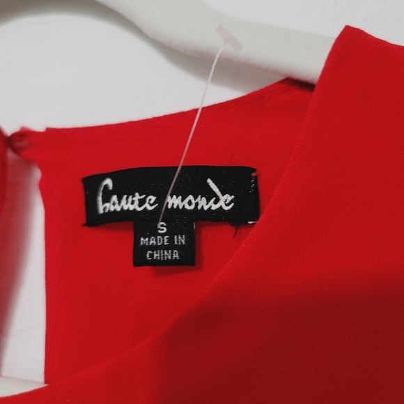 Haute Monde Top Long Sleeve Chiffon Red Small - Picture 12 of 14